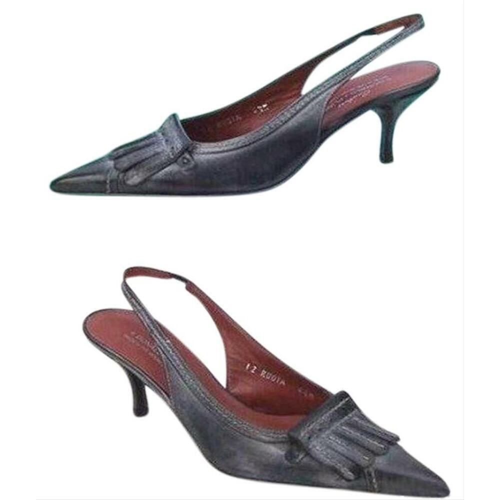Donald Pliner Black Couture Oil Skin Calf Leather Pump Shoe Slingback NWT $255